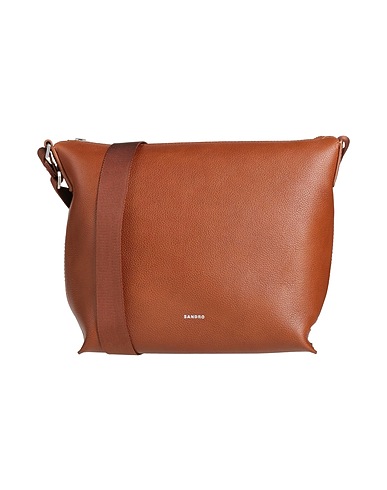SANDRO Cross-body bags Brown 100% Calfskin, Polyamide