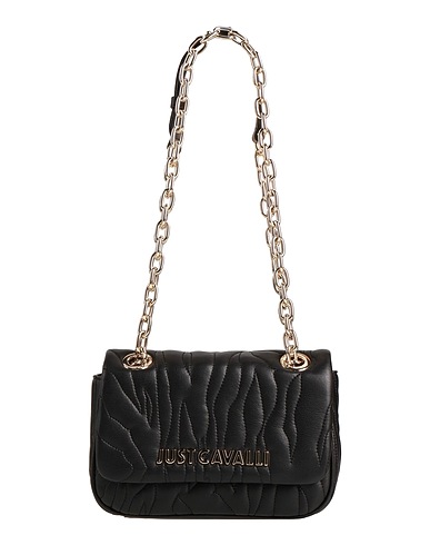 JUST CAVALLI Shoulder bag Black 100% Polyester, Polyurethane resin
