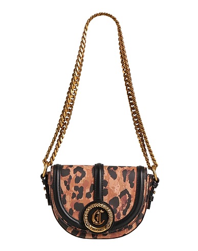 JUST CAVALLI Shoulder bag Brown 100% Polyester, Polyurethane resin