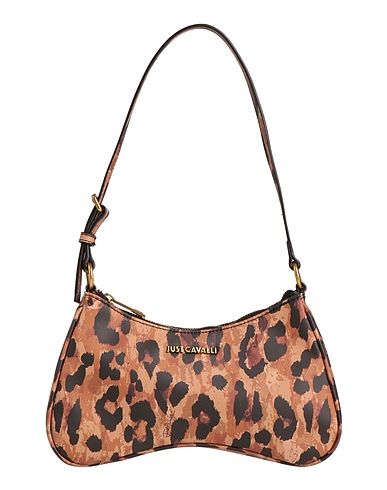 JUST CAVALLI Shoulder bag Brown 100% Polyester, Polyurethane resin