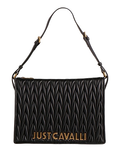 JUST CAVALLI Handbag Black 100% Polyester, Polyurethane resin