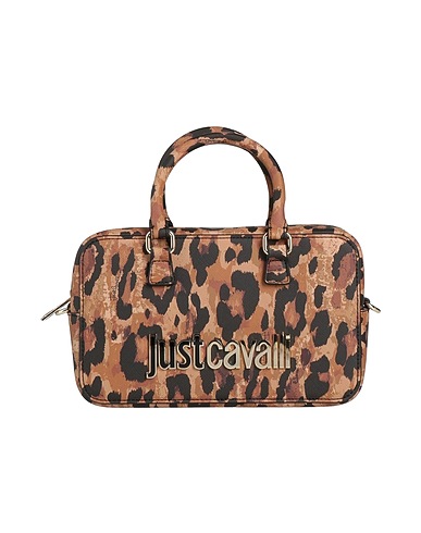 JUST CAVALLI Handbag Brown 100% Polyester, Polyurethane resin
