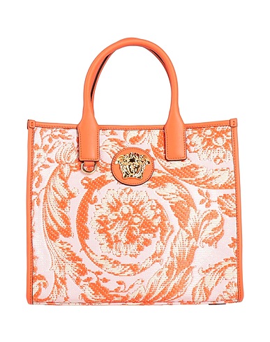 VERSACE Τσάντα χειρός Πορτοκαλί Δέρμα, Φυσική ράφια