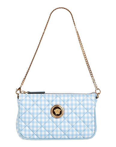 VERSACE Handbag Sky blue Textile fibers, Calfskin
