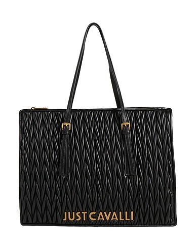 JUST CAVALLI Handbag Black 100% Polyester, Polyurethane resin
