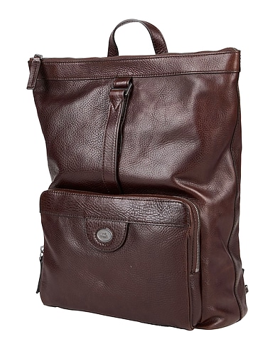 THE BRIDGE Backpacks Chocolate brown Leather, Textile fibers