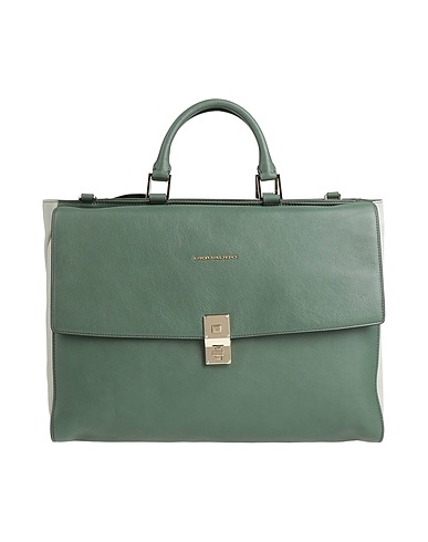 PIQUADRO Handbag Military green Cow leather, EVA (Ethylene - Vinyl - Acetate), Nylon, Polyester, Metal