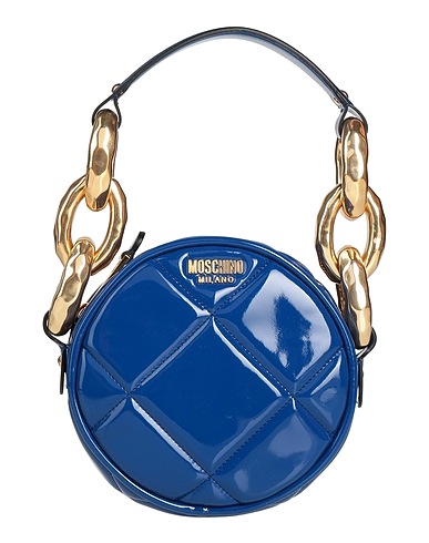 MOSCHINO Сумки с короткими ручками и клатчи COUTURE Ярко-синий Кожа, Текстильное волокно
