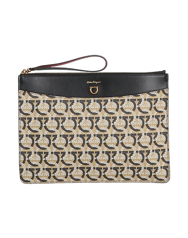 FERRAGAMO Handbag Black Leather, Textile fibers
