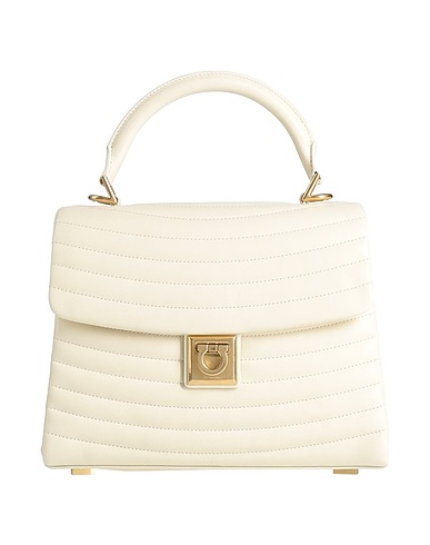FERRAGAMO Handbag Ivory 90% Cotton, 10% Polyurethane