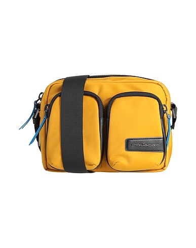 PIQUADRO Borsa a tracolla Giallo ocra Pelle di bovino, Nylon, EVA (Etilene - Vinil - Acetato)