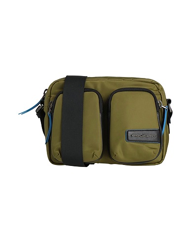 PIQUADRO Cross-body bags Military green Cow leather, Nylon, EVA (Ethylene - Vinyl - Acetate)