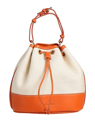 IL BISONTE Handbag Ivory Leather, Textile fibres
