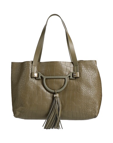 BORBONESE Handbag Military green Leather