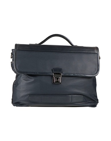 THE BRIDGE Handbag Midnight blue Leather, Textile fibers