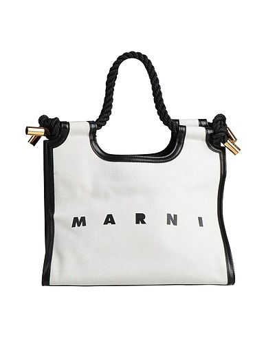 MARNI Handbag White Textile fibers, Leather