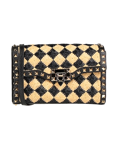 VALENTINO GARAVANI Across-body bag Leather, Natural raffia
