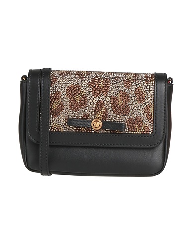 VERSACE Cross-body bags Black 65% Polyester, 35% Polyurethane
