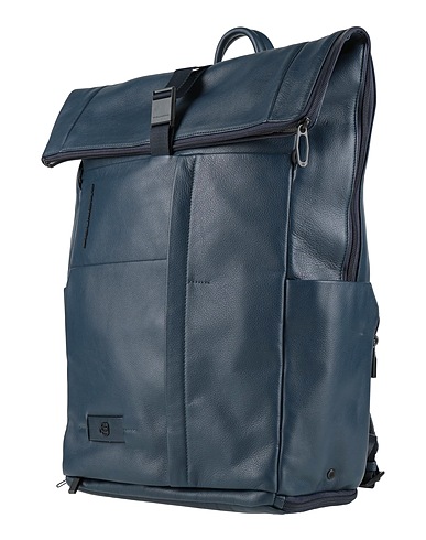 PIQUADRO Rucksacks Navy blue Cow leather, EVA (Ethylene - Vinyl - Acetate), Nylon, Polyester, Metal
