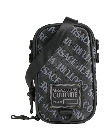 VERSACE JEANS COUTURE Across-body bag Black 100% Polyurethane, Polyurethane resin