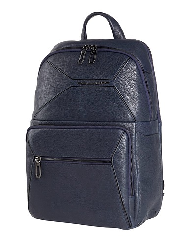 PIQUADRO Backpacks Midnight blue Cow leather, EVA (Ethylene - Vinyl - Acetate), Nylon, Polyethylene, Metal