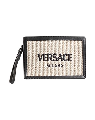 VERSACE Handbag Beige 52% Cotton, 48% Polyamide, Calfskin