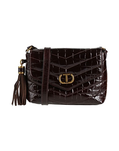 TWINSET Across-body bag Dark brown 100% Cow leather