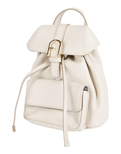 FURLA Rucksacks Light grey Calfskin, Textile fibres