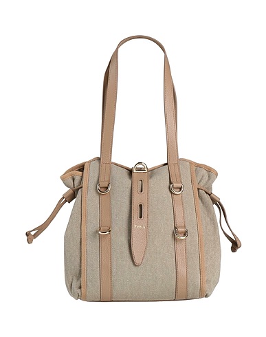 FURLA Borsa a mano Khaki Fibre tessili, Pelle