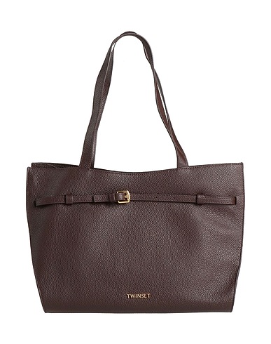 TWINSET Handbag Chocolate brown Cow leather