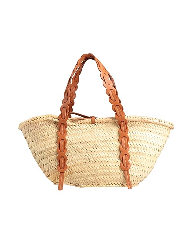 ALOHAS Handbag Beige Natural raffia, Leather