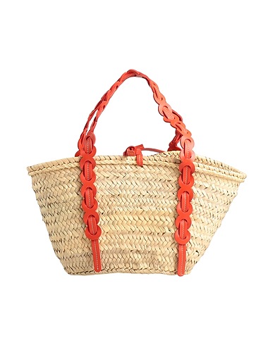 ALOHAS Handbag Beige Natural raffia, Leather