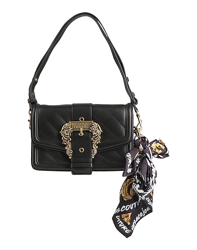 VERSACE JEANS COUTURE Τσάντα ώμου Μαύρο 100% Πολυεστέρας, Ρητίνη πολυουρεθάνης