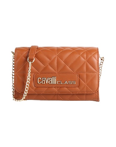 CAVALLI CLASS Across-body bag Camel 100% Polyurethane
