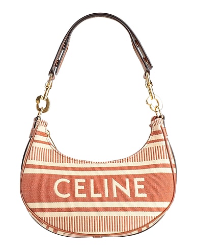 CELINE Handbag Brown 100% Cotton, Calfskin