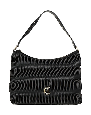JUST CAVALLI Shoulder bag Black 100% Polyester, Polyurethane resin