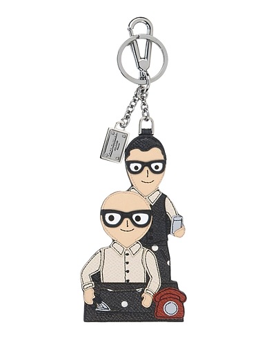 DOLCE&GABBANA Key ring Black Soft Leather, Metal