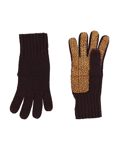 BORBONESE Gloves Dark brown 80% Wool, 20% Elastane, Soft Leather