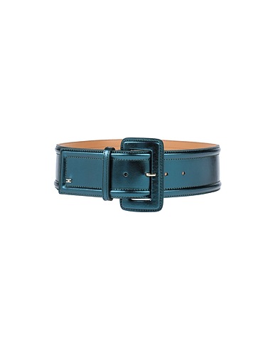 ELISABETTA FRANCHI High-waist belt Deep teal Cow leather