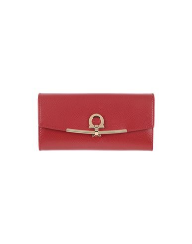 Ferragamo Gancio Calfskin Leather Wallet On A Chain In Red
