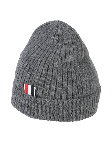 Thom Browne Striped Ribbed Cashmere Beanie In Grey