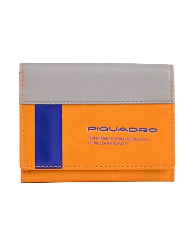 PIQUADRO Wallet Mustard Soft Leather, Metal