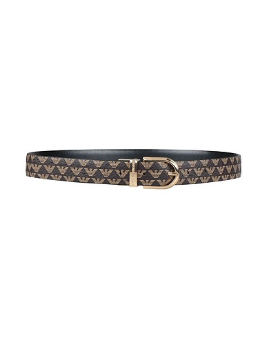 EMPORIO ARMANI Regular belt Dark brown 100% Polyester, PVC - Polyvinyl chloride