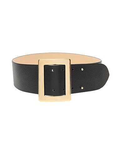 8 by YOOX High-waist belt LEATHER HIGH-WAIST MAXI BUCKLE BELT Black 100% Cow leather