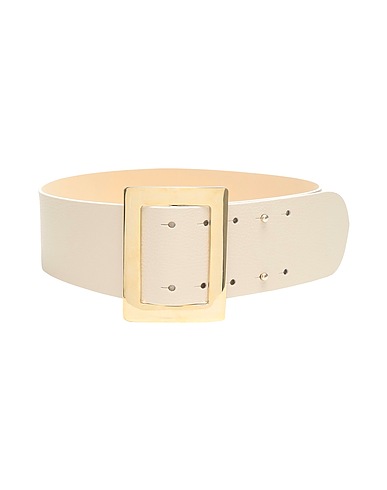 8 by YOOX High-waist belt LEATHER HIGH-WAIST MAXI BUCKLE BELT Ivory 100% Cow leather