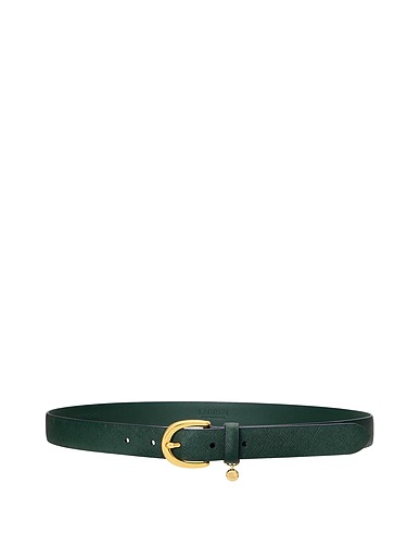 LAUREN RALPH LAUREN レギュラー幅ベルト CHARM SAFFIANO LEATHER BELT
 ダークグリーン 牛革 100%