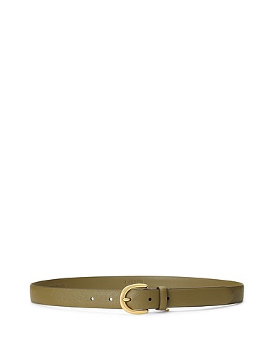 LAUREN RALPH LAUREN レギュラー幅ベルト CHARM SAFFIANO LEATHER BELT
 セージグリーン 牛革 100%