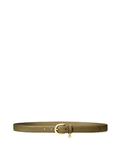 LAUREN RALPH LAUREN Regular belt CHARM SAFFIANO LEATHER BELT
 Military green 100% Bovine leather