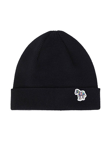 PS PAUL SMITH Hat MEN HAT ZEBRA BEANIE
 Black 100% Lambswool