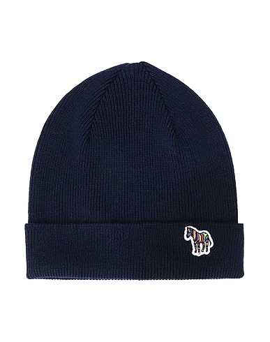 PS PAUL SMITH Hat MEN HAT ZEBRA BEANIE
 Midnight blue 100% Lambswool